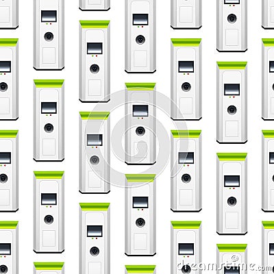 Realistic 3d Detailed Electric Car Charging Station Seamless Pattern Background. Vector Vector Illustration