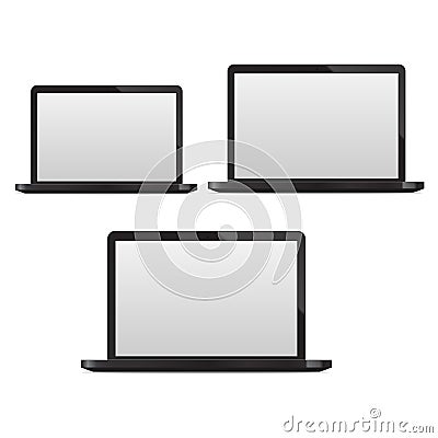 Realistic 3d Detailed Laptop Computer PC Set. Vector Vector Illustration