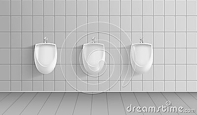 Realistic 3d Detailed Men Public Toilet. Vector Vector Illustration