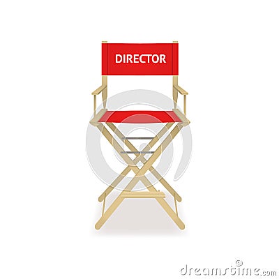 Realistic 3d Detailed Red Director Cinema Chair. Vector Vector Illustration