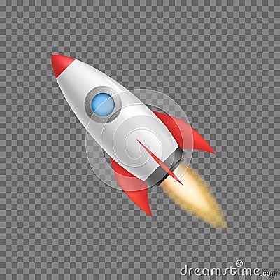 Realistic 3d Detailed Rocket Space Ship. Vector Vector Illustration