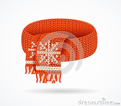 Realistic 3d Detailed Winter Knitted Scarf. Vector Vector Illustration