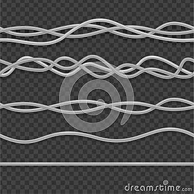 Realistic 3d Detailed Wire Cable White Set. Vector Vector Illustration