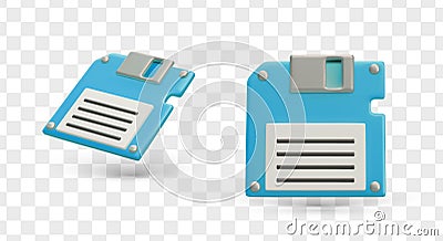 Realistic 3d diskette for computer. Detail for saving different information. Floppy disk concept Vector Illustration