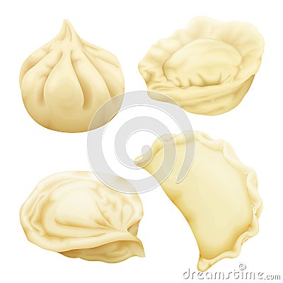 realistic 3d dumplings pelmeni khinkali Cartoon Illustration