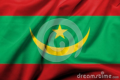 3D Flag of Mauritania satin Stock Photo