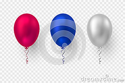 Realistic 3d glossy balloons. Vector Illustration