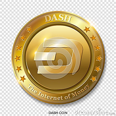Realistic 3d golden Dash coin. Stock Photo