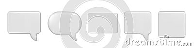 Realistic 3d gray speech bubble text, message box, chatting box. Decorative 3d element, chat dialogue icon, empty speak bubble Vector Illustration