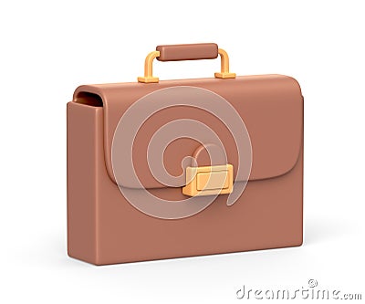 Realistic 3d icon of brown leather businessman briefcase Stock Photo