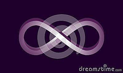 Infinity sign on the deep purple background Cartoon Illustration