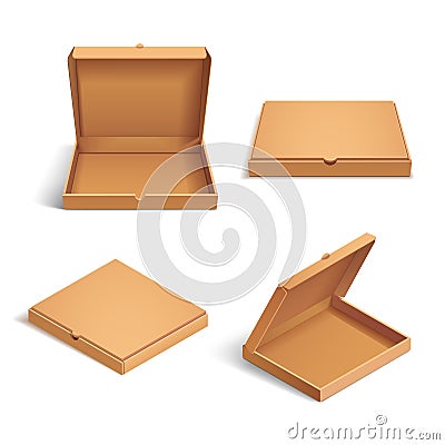 Realistic 3d isometric pizza cardboard box Vector Illustration