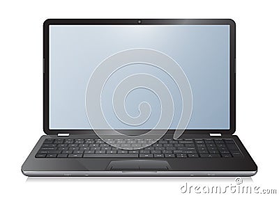 Realistic 3d laptop computer notebook with empty screen on white background Vector Illustration