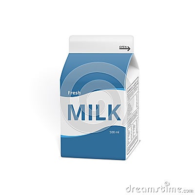 Realistic 3D Milk Carton Packing Isolated On White Stock Photo