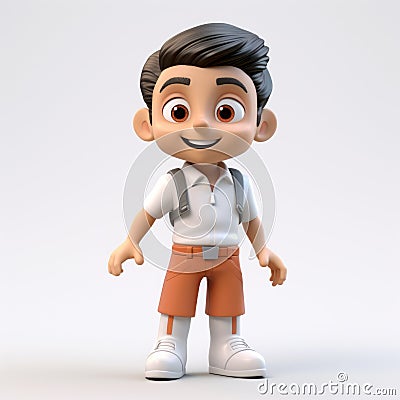 Realistic 3d Model Cartoon Boy With Crisp And Clean Look Stock Photo