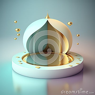 Realistic 3d modern islamic background of futuristic mosque with podium scene and stage for product display Stock Photo