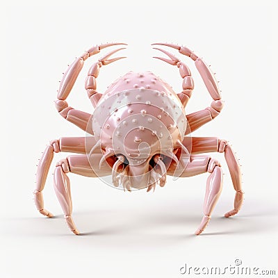 Realistic 3d Pink Crab: Nanopunk Inspired Macabre Illustration Cartoon Illustration