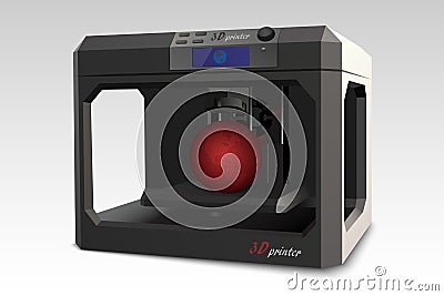 Realistic 3D Printer Vector Illustration