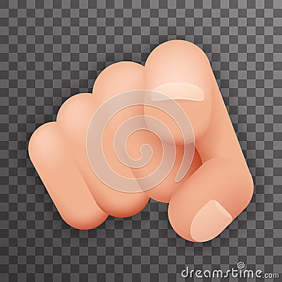 Realistic 3d Recruitment Hire Pointing Finger Potential Client Politician Businessman Elected Hand Icon Transparent Vector Illustration