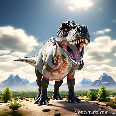 Realistic 3D Render: Dinosaur in Striking Detail Stock Photo