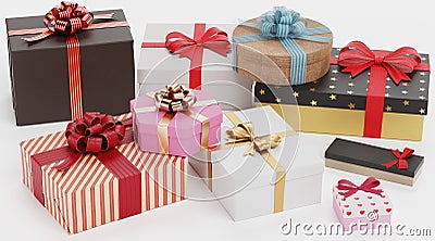 3D Render of Gifts Collection Stock Photo