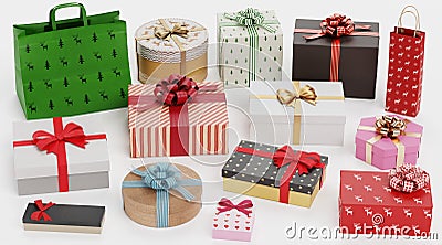 3D Render of Gifts Collection Stock Photo