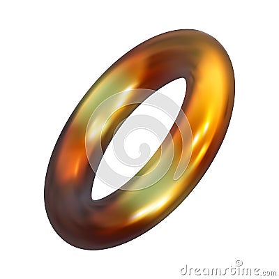 Realistic 3d render metallic color gradient geometric shapes objects elements for design isolated on white background. Vector Vector Illustration