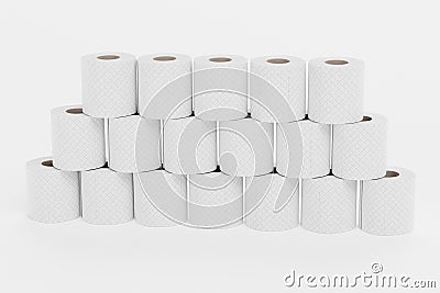 3D Render of Toilet Papers Set Stock Photo