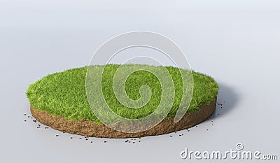 realistic 3D rendering circle cutaway terrain floor with rock isolated Stock Photo