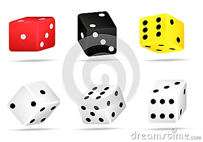 Realistic 3d rolling dice Vector Illustration