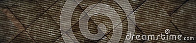 Realistic 3D rust Rectangular Metal cubes Website Header. Cartoon Illustration