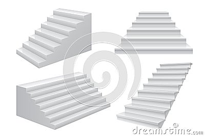 Realistic 3D stairs. Business career ladder to success staircase front view concept. Modern business vector template on Vector Illustration