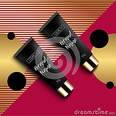 Realistic 3D template design cosmetics packaging. Vector Illustration