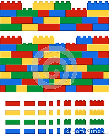 Realistic 2D vector lego wall Vector Illustration