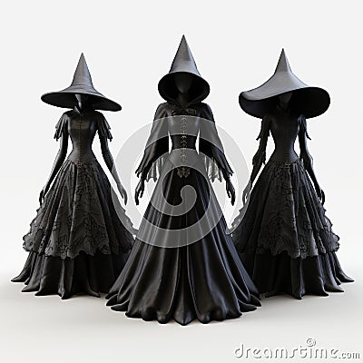 Realistic 3d Witch Halloween Costumes On White Background Stock Photo