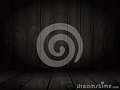 Realistic dark wooden board background. Cartoon Illustration