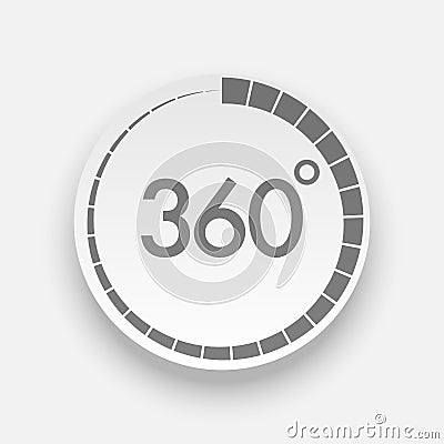 Realistic 360 Degrees Button for Web Design Vector Illustration