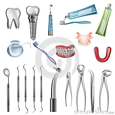 Realistic dentist tools Vector Illustration