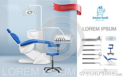 Realistic Dentist Workplace Composition Vector Illustration