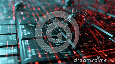 Realistic depiction of malware compromising and disabling security software programs Stock Photo