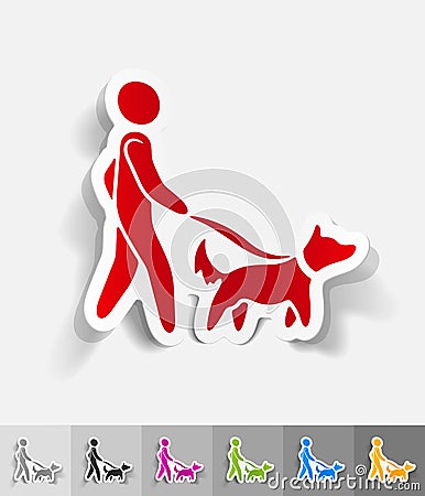 Realistic design element. walking the dog Vector Illustration