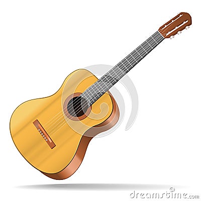 Realistic Detailed Acoustic Guitar Musical Instrument. Vector Vector Illustration