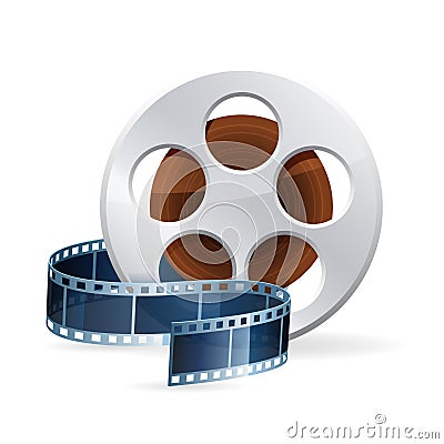 Realistic detailed cinema bobbin icon on white Cartoon Illustration