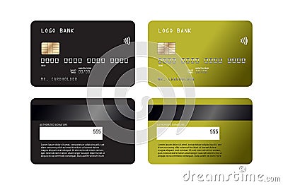 Realistic detailed credit cards set with colorful abstract design background. Credit debit card mockupn Vector Illustration