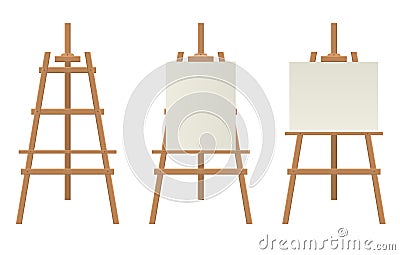 Realistic Detailed 3d Blank Wood Easels Template Mockup Set. Vector Vector Illustration