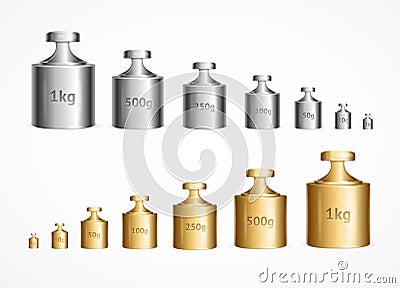 Realistic Detailed 3d Calibration Weight Laboratory Set. Vector Vector Illustration