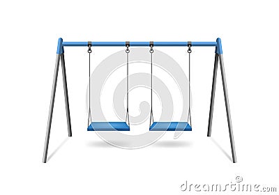 Realistic Detailed 3d Classic Outdoor Swing. Vector Vector Illustration