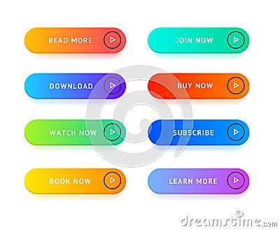 Realistic Detailed 3d Color Button Template Set. Vector Vector Illustration