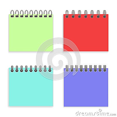Realistic Detailed 3d Notepad and Iron Wired Spirals Set. Vector Vector Illustration