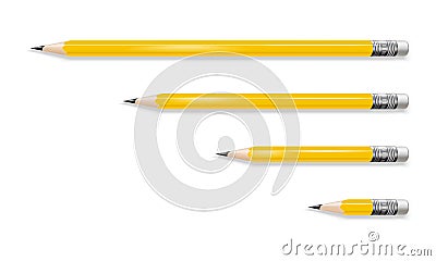 Realistic Detailed 3d Different Yellow Pencil Set. Vector Vector Illustration